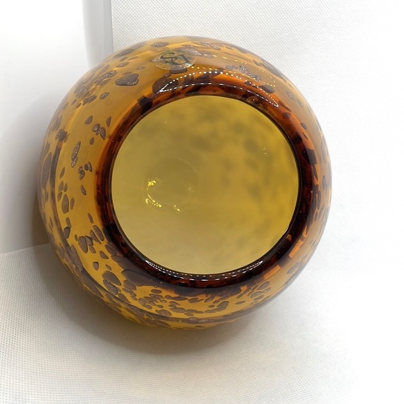 Diamond Star Corp (DS) Amber and Gold Round Hand Blown Vase - Picture 7 of 9